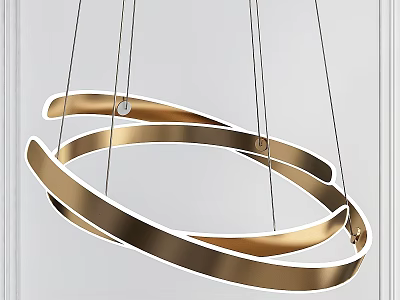 Modern Golden Circular Ring Chandelier With Sleek Hanging Structure And Contemporary Design 3d model