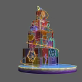 Colorful Multi Layered Decorative 3D Structure Model With Small Rooms On Circular Base 3d model