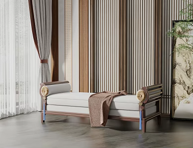 New Chinese Style Sofa Stool 3d model