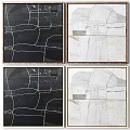 Abstract Wall Art Paintings With Wooden Frames In Black White Gray Tones
