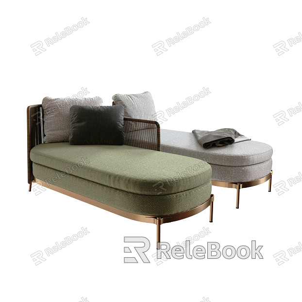 Light Luxury chaise longue sofa bench model