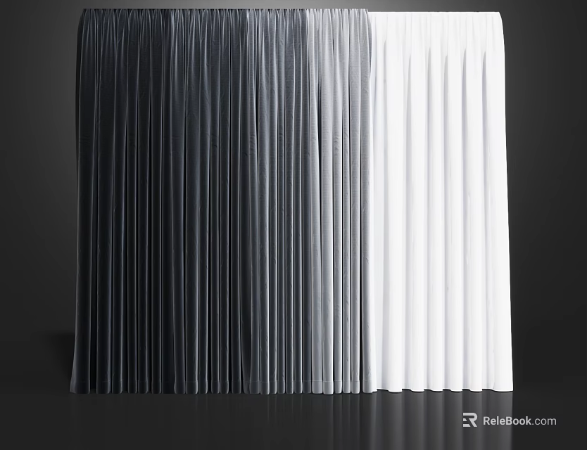 Modern Curtains With Black White Grey Color Gradient For Home Decor 3d model 