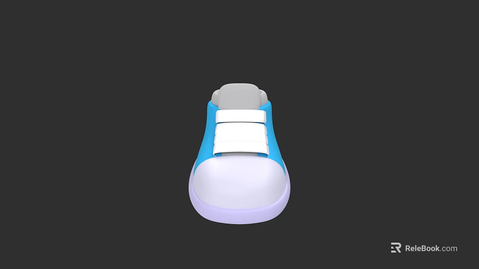 Blue And White Casual Shoes With White Straps And Purple Soles 3d model 