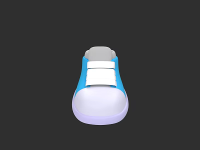 Blue And White Casual Shoes With White Straps And Purple Soles 3d model