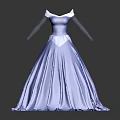 Elegant Princess Blue Gown With White Shoulder Accent Sheer Long Sleeves And Full Skirt