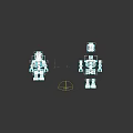Two Skeleton Characters In Game And Movie With White Design On Black Background