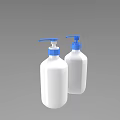 Bathroom Accessories Two White Liquid Soap Bottles With Blue Dispenser Pumps