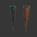 Decorative Tapered Pennant Flags Featuring Dark Striped And Red Toned Patterns
