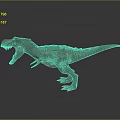 Realistic Green Textured T-Rex Dinosaur 3D Model With Open Mouth And Gray Background
