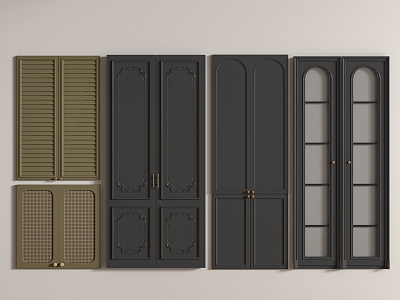 French Door Panel Wood Cabinet Door Glass Cabinet Door 3d model