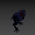 Mystical Dark Bird With Purple Feathers Glowing Yellow Eyes Red Cloth Accessory And Dark Background