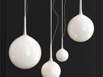 Elegant Modern White Spherical Pendant Lights Hanging Against Black Background 3d model