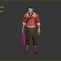 Game Character 3D Model With Red Coat White Undershirt Brown Pants Gray Gloves Holding Tool