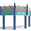 Colorful Naughty Fort Archway With Tower Like Tops And Blue Pillars