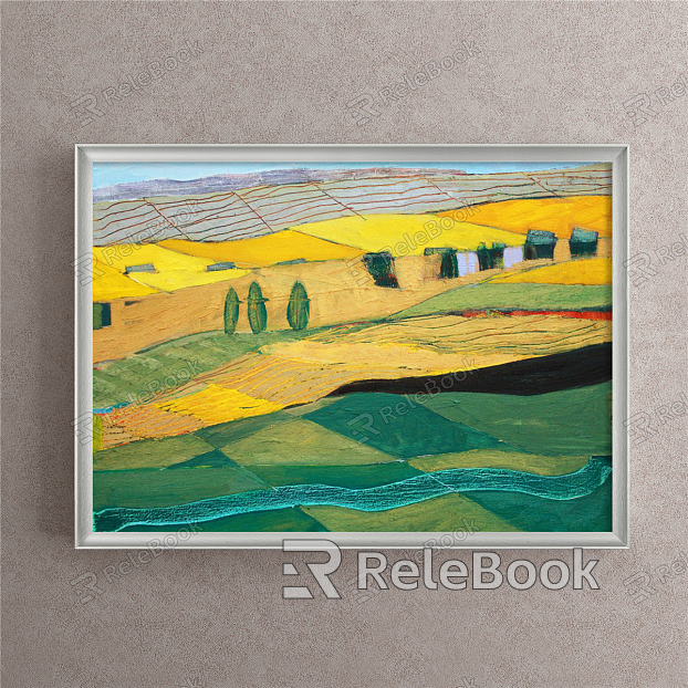 Modern Landscape Painting Simple Yellow Living Room Historical Painting Natural Landscape model