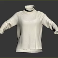 Cream Colored Turtleneck Sweater With Cable Knit Pattern And Extended Sleeves On Gray Gradient Background 3d model