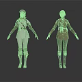 3D Character Outfits Featuring White And Brown Uniforms With Belt Knee Pads