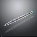 Streamlined Military Missile With Gray Body Colorful Markings Light Blue Tip And Fins