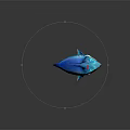 Blue Spiked Shark Game Movie Character with Yellow Eyes and Red Sharp Teeth