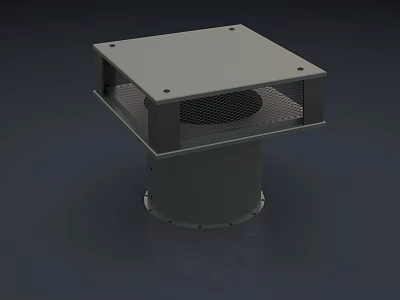 Metallic Square Top Air Conditioner Air Outlet With Grid Design And Cylindrical Base 3d model