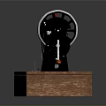 Vintage Hardware Sewing Machine With Black Body Colorful Decorations And Wooden Base