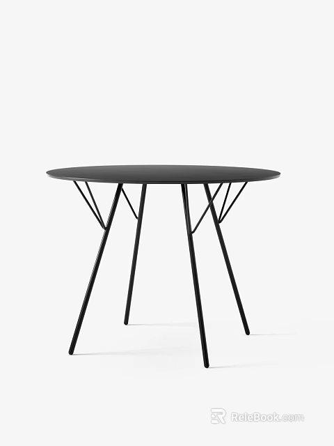 Modern Black Round Dining Table with Geometric Triangular Legs Design for Contemporary Interior 3d model 
