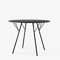 Modern Black Round Dining Table with Geometric Triangular Legs Design for Contemporary Interior