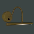 Modern Brushed Brass Wall Sconce With Curved Arm And Long Bar Shade