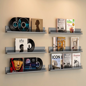 Modern Bookshelf Record Book Wall Decorations 3d model