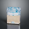 Freshly Packaged Food Product In Sealed Blue And White Container