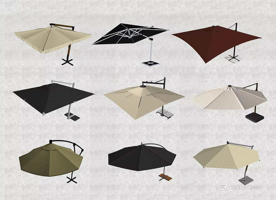 Outdoor Sunshades With Various Colors And Different Designs For Patio Use 3d model 