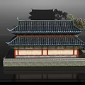 Traditional Chinese Architecture With Tile Roof Red Doors Stone Steps Incense Burner Tree And Reflection