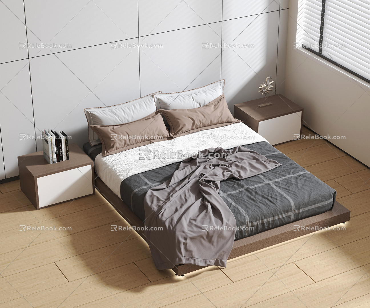 Modern Background Double Bed Double Bed 3d model