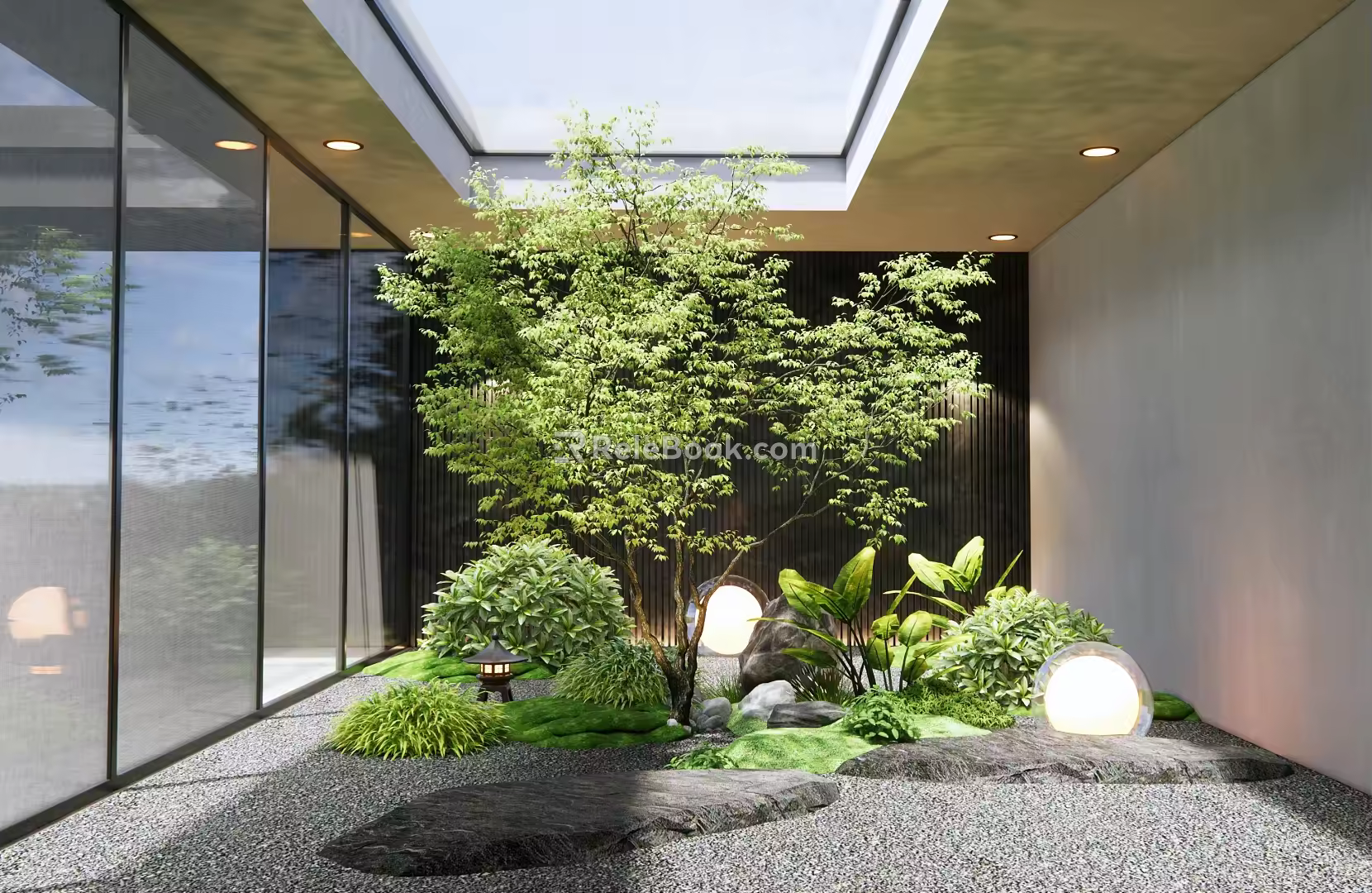 Modern landscape sketch courtyard sketch 3d model