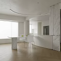 Modern Open Concept Living Dining Room With Wooden Sofa And Coffee Table
