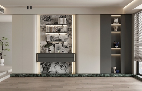 Modern Minimalist Light Luxury Bookcase Study 3d model