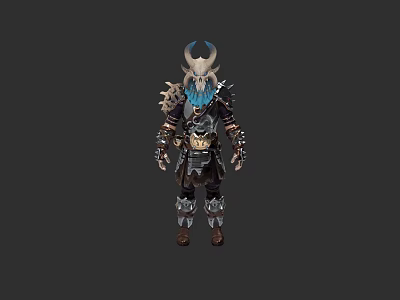 Dark Warrior Clothes With Horned Helmet And Metallic Armor Details 3d model