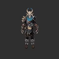 Dark Warrior Clothes With Horned Helmet And Metallic Armor Details
