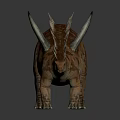 Realistic Reptile Dinosaur Model With Spiked Back Orange Brown Textured Skin And Long Tail