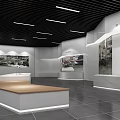 Modern Exhibition Hall Interior With Spacious Space Reception Desk And Sofa Seating 3d model