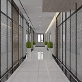 Zhongyu Construction Company Office Interior With Green Plant Light Wall And White Floor Tiles