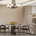 Elegant Modern Restaurant Interior With Round Dining Table Chairs Chandelier Bouquet And Wine Cabinets