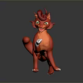 Playful Red Fox Fantasy Character With Green Eyes Fluffy Tail And White Paws