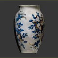 White Ceramic Vase Decorated With Blue And Orange Floral Patterns For Home Decor