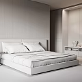 Modern Bedroom Interior Design With Plush Bed Wooden Panel Walls And Area Rug