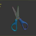 Blue Handled Scissors With Sharp Metal Blades Isolated On Dark Surface 3d model
