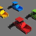 Multi Colored Utility Vehicles With Yellow Blue Red Green Loaders