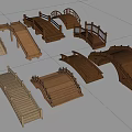 Assorted 3D Wooden Bridge Models Featuring Different Designs And Styles For Garden Decoration