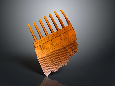 Wooden Comb With Intricate Carved Patterns And Fringed Design For Daily Use 3d model