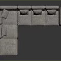 Modern L Shaped Gray Fabric Sofa With Multiple Cushions And Metal Legs Design